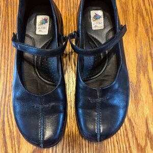 Michele Classic Black Leather Ballet Flats with Strap